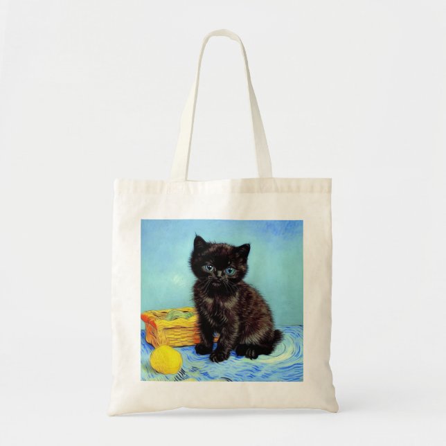Bolso De Tela Van Gogh Black Kitten con yarn (Frente)