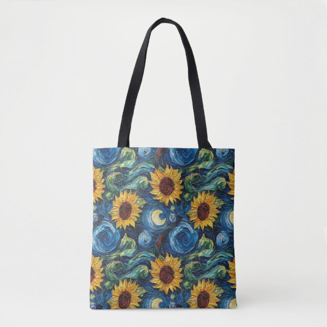 Bolso De Tela Van Gogh girasoles y noche estrellada (Anverso)