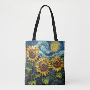 Bolso De Tela Van Gogh girasoles y noche estrellada