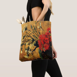 Bolso De Tela Van Gogh - Jug con claveles rojos y blancos