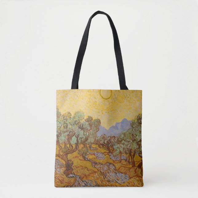 Bolso De Tela Van Gogh Olive Trees cielo amarillo (Anverso)
