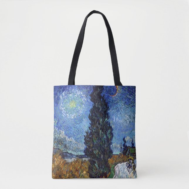 Bolso De Tela Van Gogh Road Con Impresionismo De Las Cipresas (Anverso)