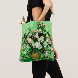 Bolso De Tela Van Gogh - Rosas blancas, pintura famosa,