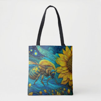 Bolso De Tela Van Gogh Style Bee & Sunflower