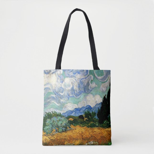 Bolso De Tela Van Gogh - Wheatfield con un árbol ciprés (Anverso)