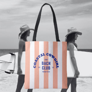 Bolso De Tela Vaquera Costera El Club de Bach Pink Cabana Raya