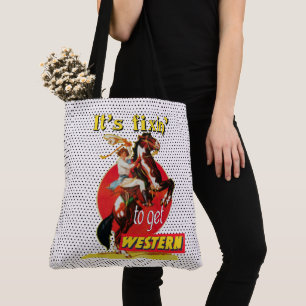 Bolso De Tela Vaquera del vintage en el caballo Fixin" a