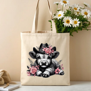 Bolso De Tela Vaquera Linda Vaca de las Tierras Altas