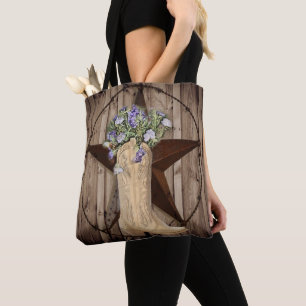 Bolso De Tela vaquera rústica de madera silvestre de la estrell