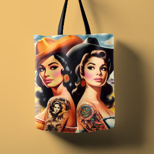 Bolso De Tela Vaqueras Tatuadas Vintage