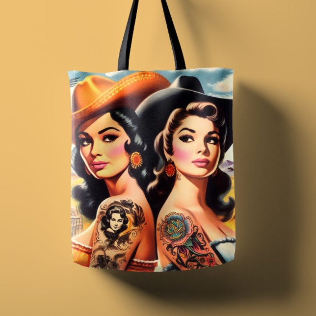 Bolso De Tela Vaqueras Tatuadas Vintage (Subido por el creador)