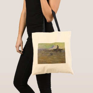 Bolso De Tela Vaquero arreando ganado en el rango por Lon Megarg