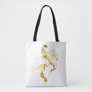 Bolso De Tela Vaquero Dorado en Caballo Alzado