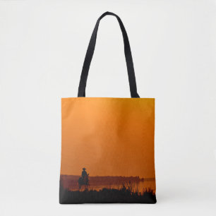 Bolso De Tela Vaquero Hombres Caballo al atardecer Vintage oeste