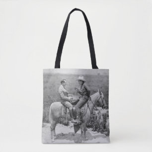 Bolso De Tela Vaquero y empresario jugando damas a caballo