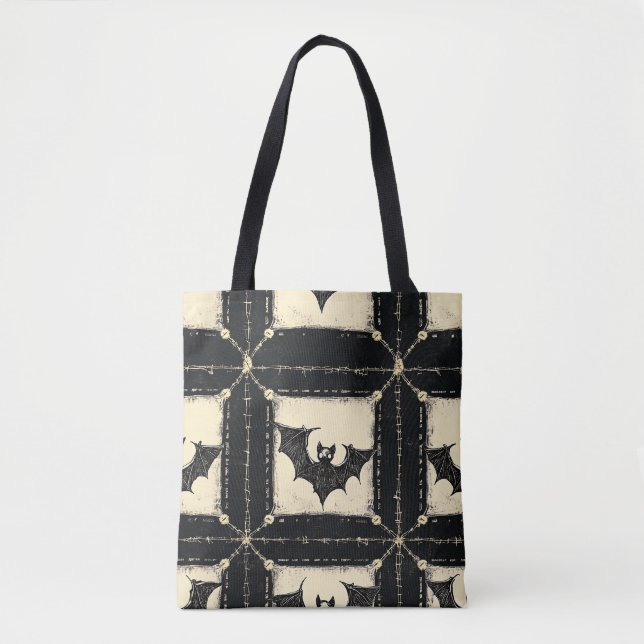 Bolso De Tela Vaqueros Grunge de Halloween con Murciélagos (Anverso)