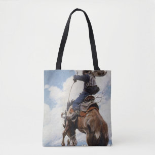 Bolso De Tela Vaqueros occidentales vintage, Bucking de NC Wyeth