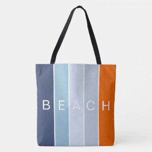 Bolso De Tela Vare las rayas modernas azules y anaranjadas