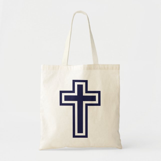 Bolso De Tela Variantes de la cruz azul cristiana (Frente)