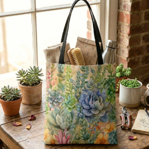 Bolso De Tela Variedad de Suculentas