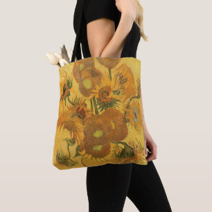 Bolso De Tela Vase con 15 girasoles de Vincent van Gogh