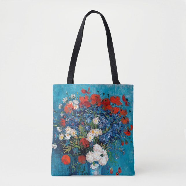 Bolso De Tela Vase con Cornflowers y Poppies, Van Gogh (Anverso)