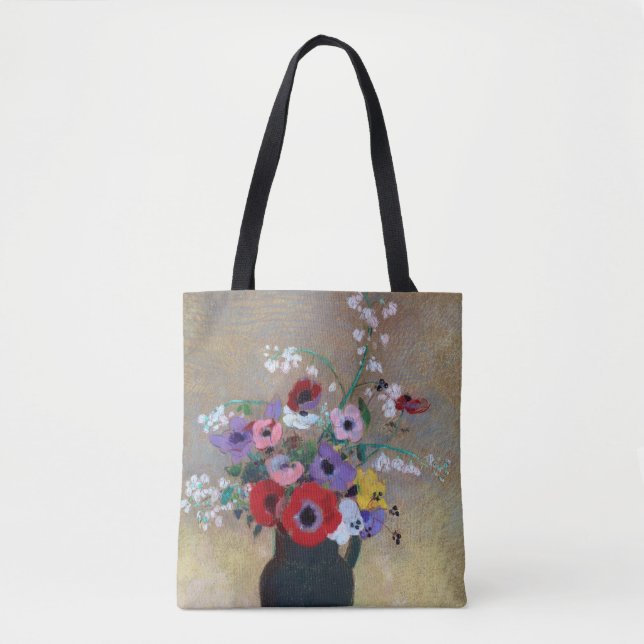 Bolso De Tela Vase con flores mixtas, Redon (Anverso)