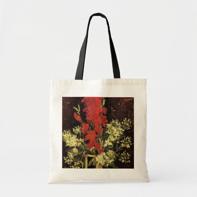 Bolso De Tela Vase con Gladioli, Carnations de Vincent van Gogh (Frente)