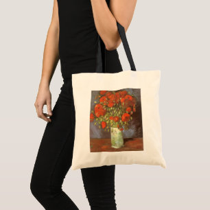 Bolso De Tela Vase con los pipetas rojos de Vincent van Gogh