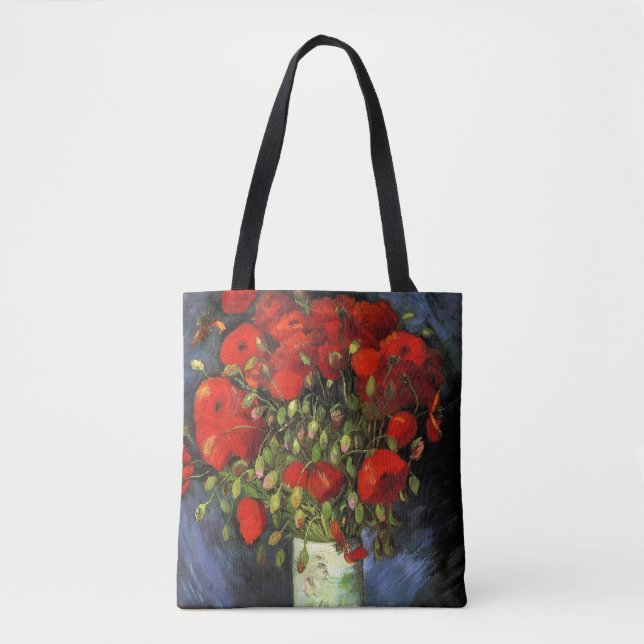Bolso De Tela Vase con los pipetas rojos de Vincent van Gogh (Anverso)
