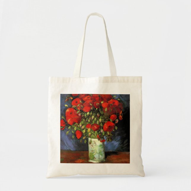 Bolso De Tela Vase con los rojos de Vincent Van Gogh (Frente)