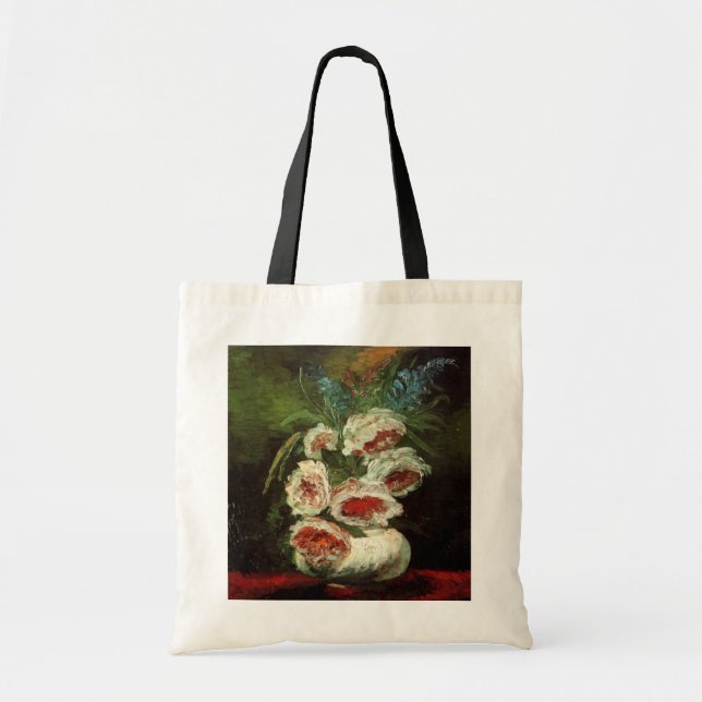 Bolso De Tela Vase con peonies de Vincent van Gogh (Frente)