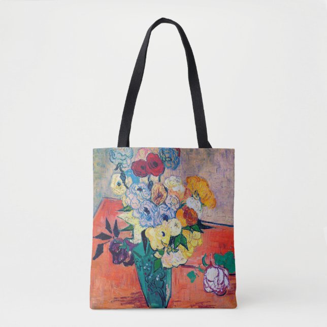 Bolso De Tela Vase con Rosas y Anemones, Van Gogh (Anverso)