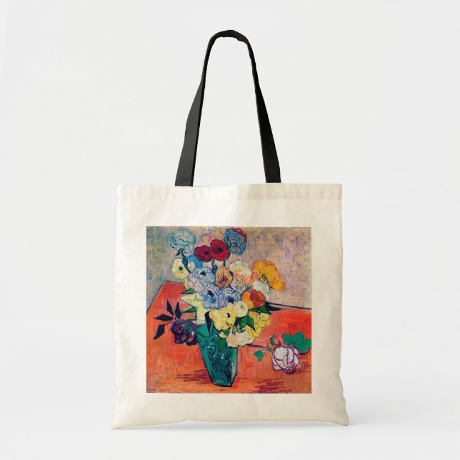 Bolso De Tela Vase con Rosas y Anemones, Van Gogh (Frente)