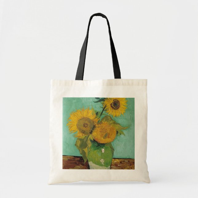 Bolso De Tela Vase con tres girasoles, Vincent van Gogh (Frente)