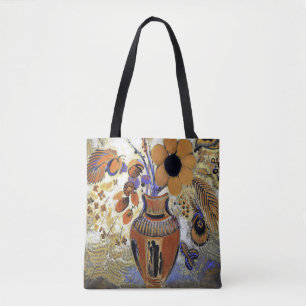 Bolso De Tela Vase etrusca con flores, Redon