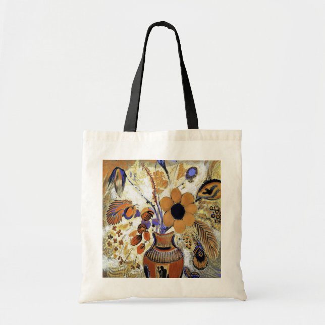 Bolso De Tela Vase etrusca con flores, Redon (Frente)