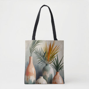 Bolso De Tela Vasijas tropicales en tonos acuáticos
