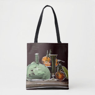 Bolso De Tela Vaso verde del vino de frutas expresionista