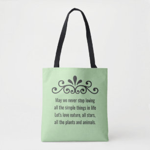 Bolso De Tela Vector floral, texto de amor por la naturaleza en 