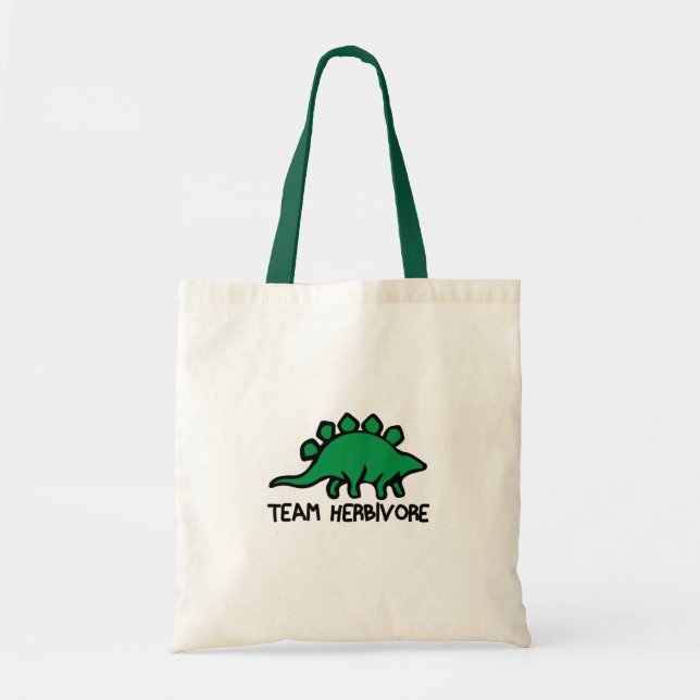 Bolso De Tela Vegan Team Herbivore Cute y Funny Dinosaur (Frente)