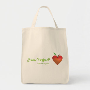 Bolso De Tela Vegano crudo con todo mi amor (corazón rojo de la
