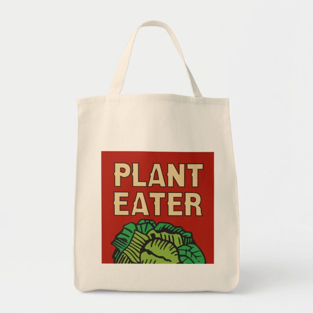 Bolso De Tela Vegano vegetariano retro del comedor de la planta (Frente)