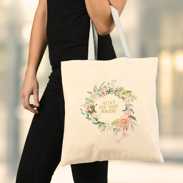 Bolso De Tela Vegetación acuarela Floral Maravilla Favor (Watercolor Greenery Floral Bridesmaid Favor Tote Bag)