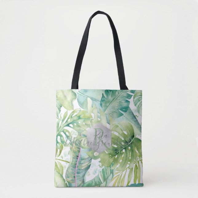 Bolso De Tela Vegetación de PixDezines, Monstera Tropical (Anverso)