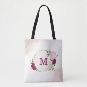 Bolso De Tela vegetación floral rosa magenta