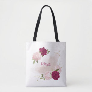 Bolso De Tela vegetación floral rosa magenta