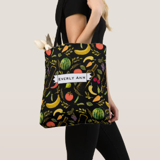 Bolso De Tela Vegetales y botellas de oro Patrón de hipster alim