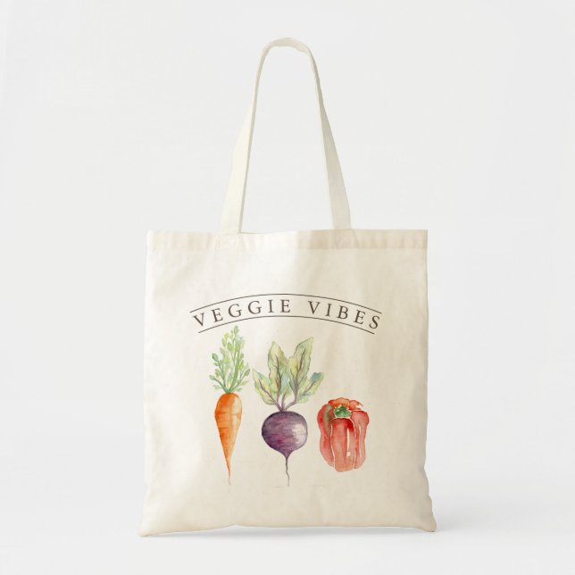 Bolso De Tela Veggie Vibes | Acuarela (Frente)