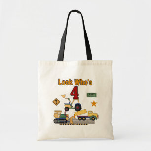 Bolso De Tela Vehículos de construcción 4 camisetas de cumpleaño